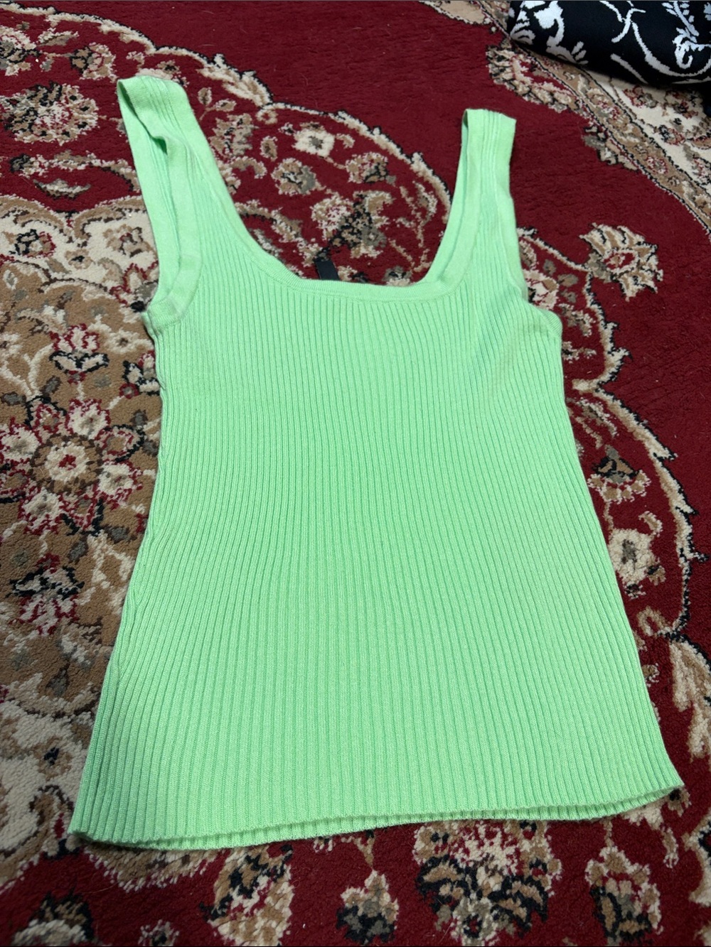 Divided Neon Lime Ribbed Tank